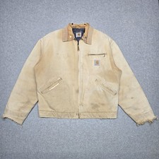 Vintage CARHARTT J01 USA Mens Large Brown Blanket Lined Detroit Jacket THRASHED