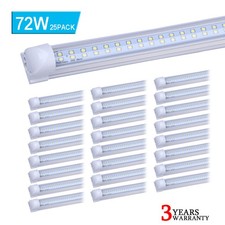 25Pcs T8 8FT Integrated Led Tube Light Bulbs 72W 8' Led Shop Light Fixture 6000K