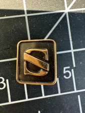 Vintage Letter S Black Enamel O.C. Tanner 1/10 10K GF Tie Tack Pin.