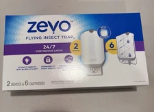 Zevo Flying Insect Trap Starter Kit ~ 2 Devices + 6 Cartridges