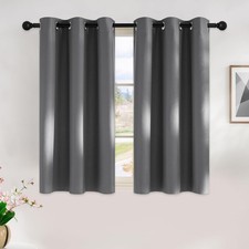 Elegant Grey Blackout Curtain Panels - 42" W x 45" L, Thermal Insulated Drapes