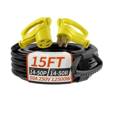 NEMA 14-50P/14-50R 15 FT 50 Amp RV/EV Extension Cord Outdoor with Grip Handle...