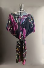 GUESS by Marciano Silk Sequin Embellished Dress Black Purple Pink V Neck Medium