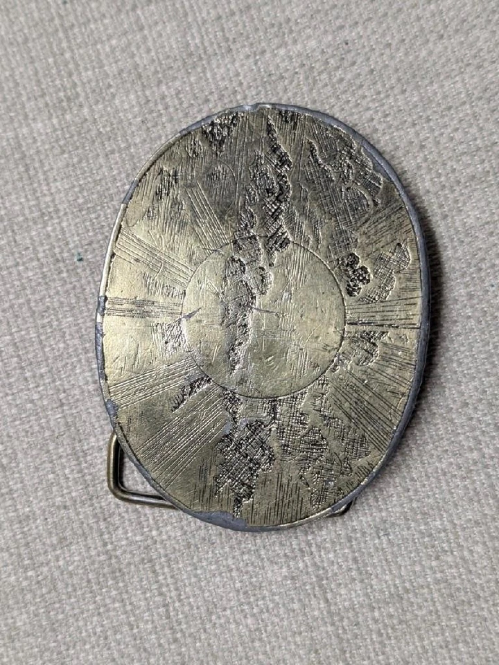 Hebilla de cinturón vintage años 70 SOL & CLOUDS hippie LATÓN MACIZO boho vaquero occidental Foto 2 de 4