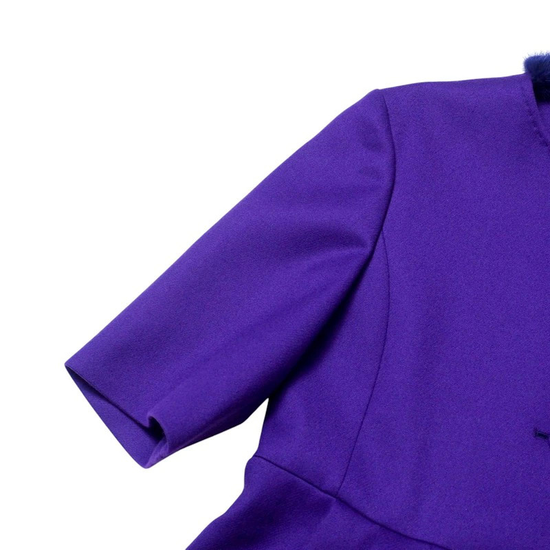 FENDI Purple Wool Coat Size 40 Long with Fur Accents Used thumbnail 4