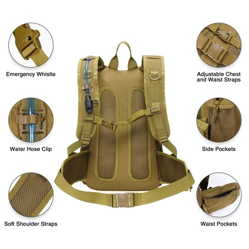 Cvlife Hydration Backpack 3L Tpu Water Bladder 22L Tactical Hiking Backpack For - Picture 7 of 8