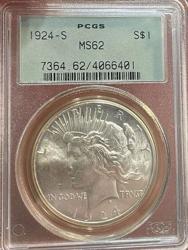 1924-S OGH PCGS MS62 PQ Peace Silver Dollar