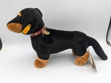 Steiff Dachshund Plush Dog AKC American Kennel Club Black Tan Button Ear Tag