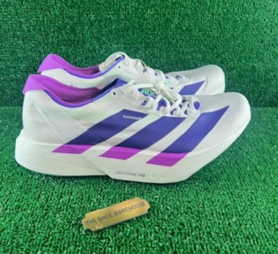 Men Adidas Adizero Adios Pro 4 Running Shoes White Purple Lime JR1656 Size 11.5