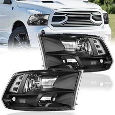 Black Headlights For 2009-2018 Dodge Ram 1500 2500 3500 09-18 Headlamp Assembly