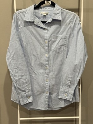 100% Cotton Light Blue Button Down Oxford Shirt Women s Size Small