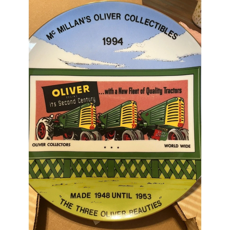 Placa de coleccionista de tractor Oliver: 1994 por MCMILLAN #205 DE 300 súper rara con caja Foto 4 de 4