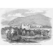 BALMORAL CASTLE from the Road on the North Side of the Dee - Antique Print 1848
