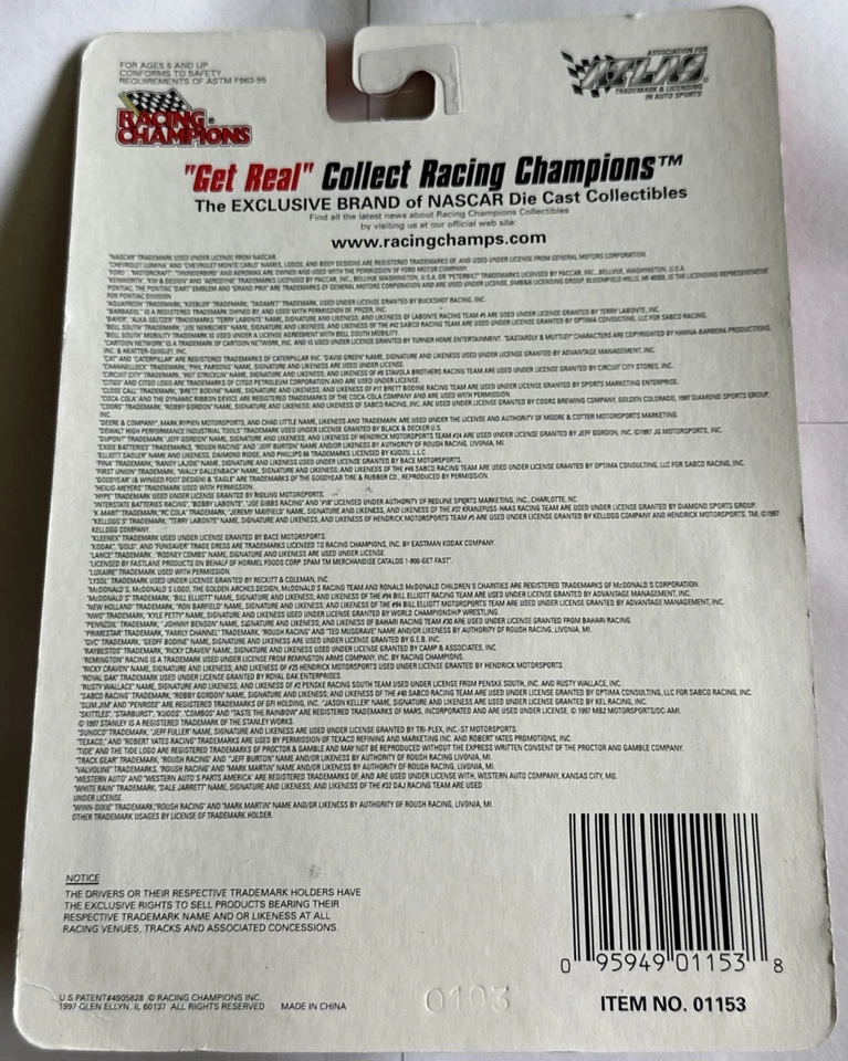 Racing Champions #7 Geoff Bodine 1997 NASCAR QVC Oro Ford Thunderbird Firmado Foto 2 de 4