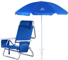 Backpack Beach Chair, Beach Chairs for Adults, Beach Chair with Umbrella Cooler