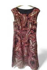 Tommy Hilfiger Paisley Fit & Flare Knee Length Dress Red White Navy 8 Sleeveless