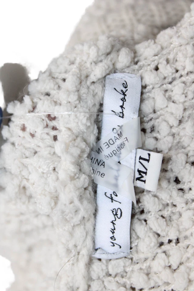 Young Fabulous & Broke Womens Cotton Textured Knit Hooded Sweater Beige Size M - Image 4 of 4