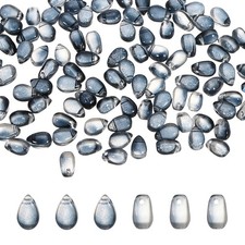 100pcs Glass Beads 6x9mm Teardrop Crystal Glass Beads Gray Wash