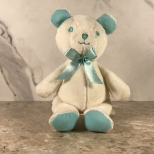 WALMART BRAND SMALL WHITE MINT GREEN TEDDY BEAR PLUSH STUFFED ANIMAL