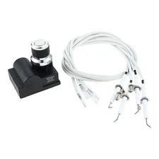 4 Outlets Universal AA Battery Push Button Igniter with Grill Igniter Wires Kit