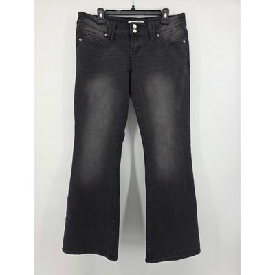 S.O.N.G Jeans Size 13/31 Flare High Rise Dark Wash Stretch Black Denim