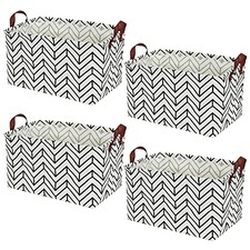 4 Pack Foldable Storage Baskets with Handles, Waterproof Storage Bins for