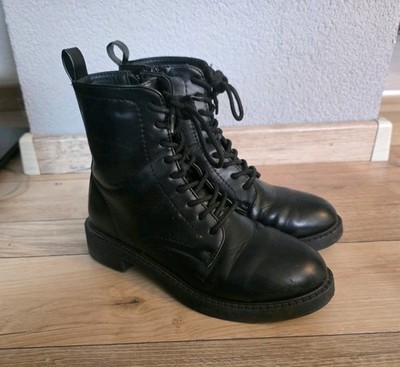 Boots Stiefel Halbstiefel Lederoptik Gr. 36 Schwarz Mädchen