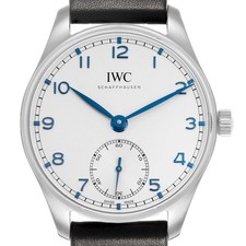 IWC Portugieser Automatic 40 Steel Silver Dial Mens Watch IW358304 Box Card