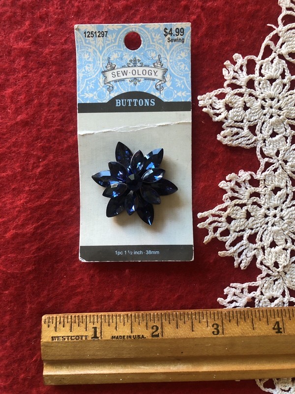 Sew-Ology Midnight Mystery Blue Flower Rhinestone Sacred Geometry Button 