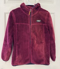 L.L.Bean Kids High Pile Fleece Full Zip Hooded Big Kids Girls L 14-16 Magenta