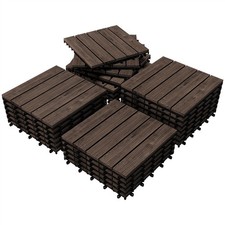 Pack of 27 Wood Flooring Tiles Interlocking Patio Pavers for Outdoor Garden