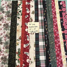 14 Different Christmas Fabric Material Prints 1.5 -3 Width X 42 REMNANT READ