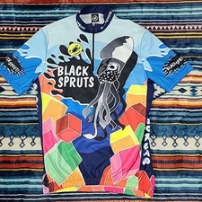 Rare Castelli Cycling Jersey 1/4 Zip "BLACK SPRUTS" Made in Italy Large EUC 