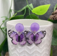 1.25  Acrylic Butterfly Bohemian Dangle Earring Set New Free Ship B275