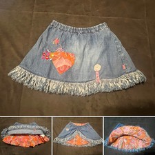 GUC Oilily Girls Fringe Lined Jean Skirt 98 3-4 Years See pictures for details.