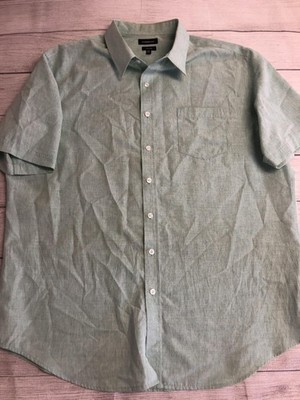 Croft & Barrow Shirt Mens XL Green Check Short Sleeve Button Front Easy Care