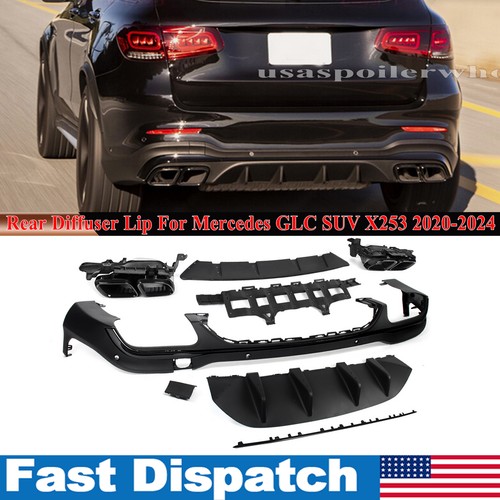 For Mercedes Benz GLC SUV X253 20+ A Set Rear Bumper Diffuser Round Exhaust Tips