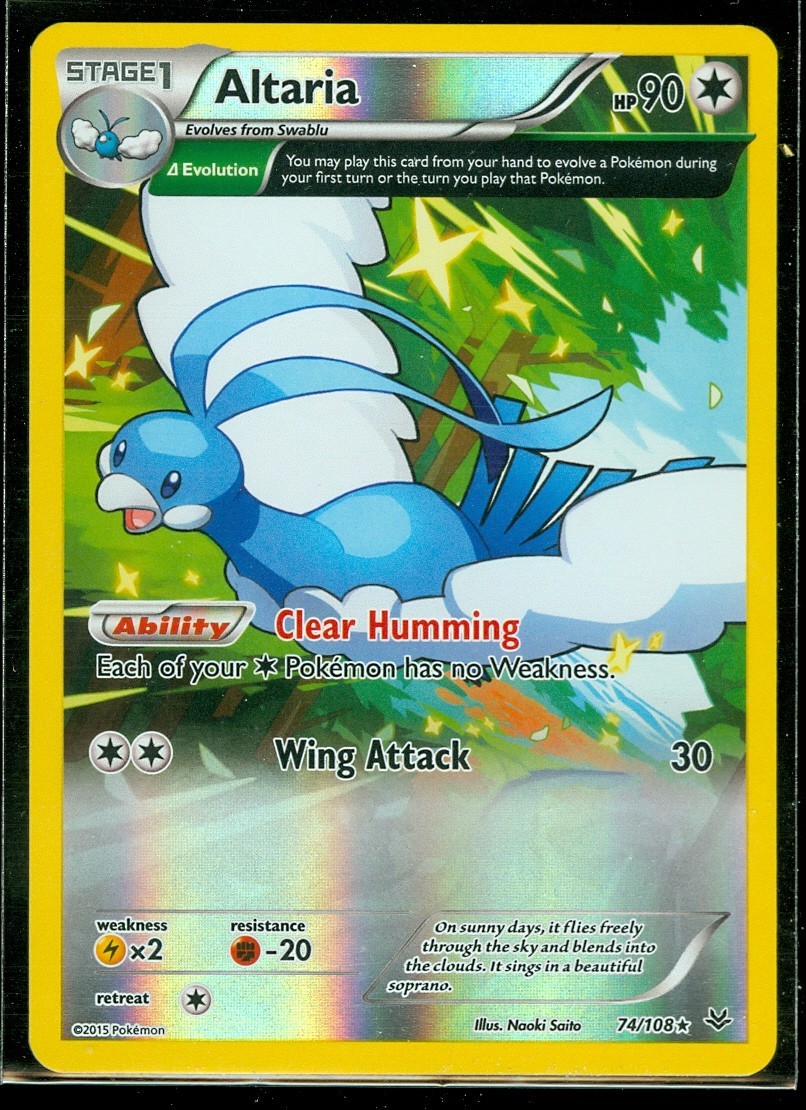 Pokemon ALTARIA 74/108 - XY Roaring Skies RARE Rev Holo - NEAR MINT/MINT