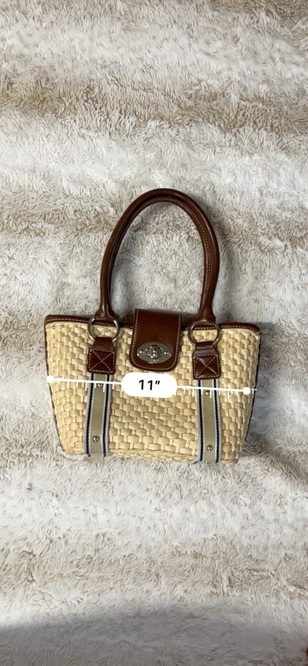 Bolso de hombro Chaps beige tejido de paja con cierre giratorio Foto 3 de 4