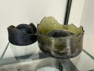 Shipwreck Find, 2x Antique Glass Wine Bottle Bases - 18th or Early 19th Century