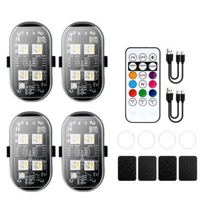 Mcbazel Upgrade 4PCS Wireless LED Strobe Lights (4 Lamp Small, Multicolor 