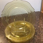 4 Federal Glass Patrician Spoke Dinner Plates 11" Amber Yellow Depression Glass