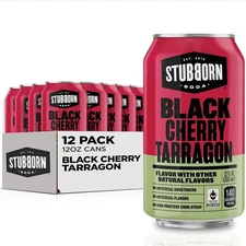 Stubborn Soda Black Cherry with Tarragon 12 Fl Oz Pack of 12 Cans