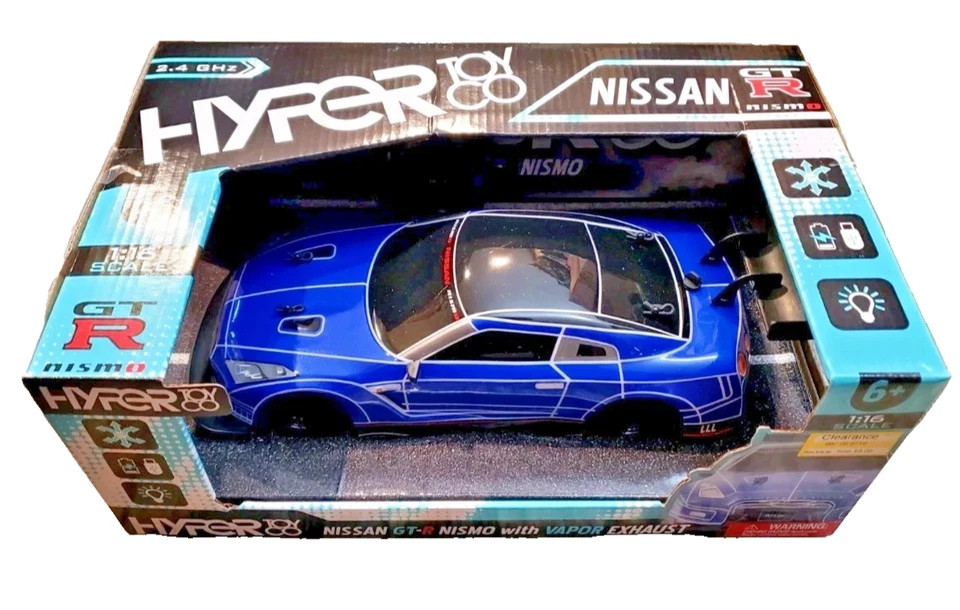 Hyper RC Nissan GTR Rechargeable Car with LED/Vapor Exhaust Effects 1:16 Scale - Image 2 of 4