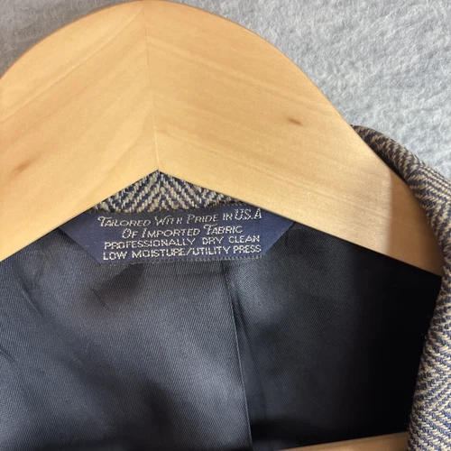Lands End Vintage Tweed Jacket 44R Brown Herringbone Blazer 100% Silk Sport Coat - Picture 6 of 22