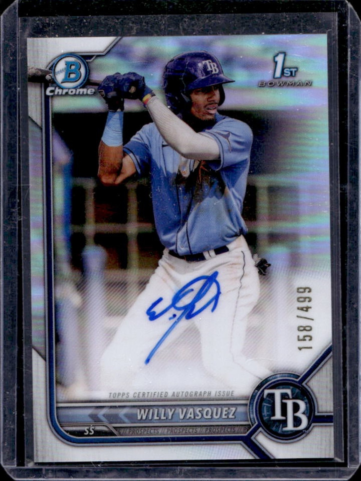 2022 Bowman Chrome Willy Vasquez Auto Refractor 1st #158/499 Rays