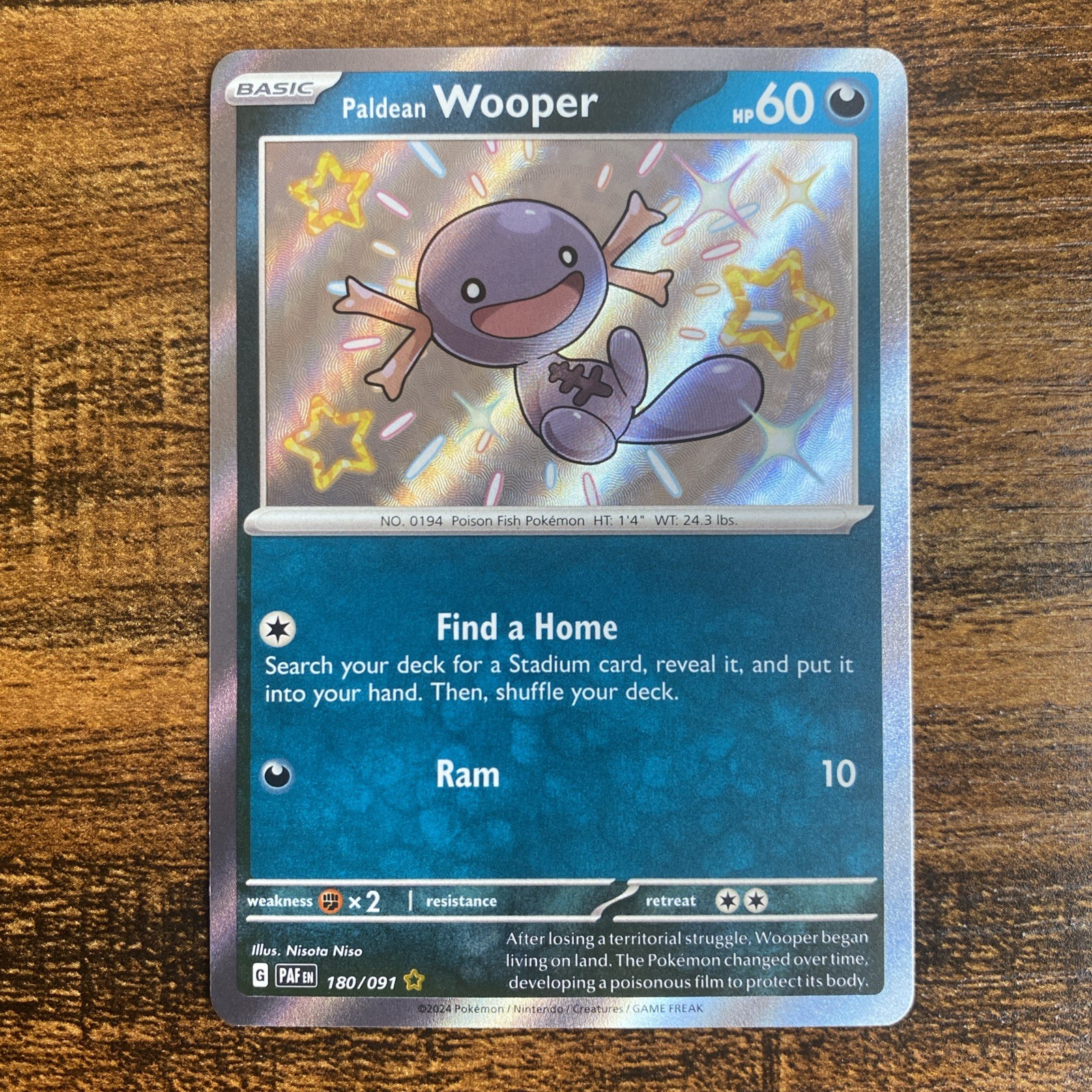 Paldean Wooper Holo Shiny Rare SV: Paldean Fates 180/091 NM