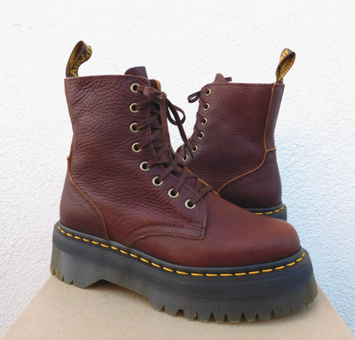 DR. MARTENS CASHEW LEATHER JADON PLATFORM ANKLE BOOTS, WOMEN US 7/ EUR 38 ~NEW