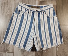 Vintage Levis 900 Series Denim Shorts Women s Size 9 Striped Blue White