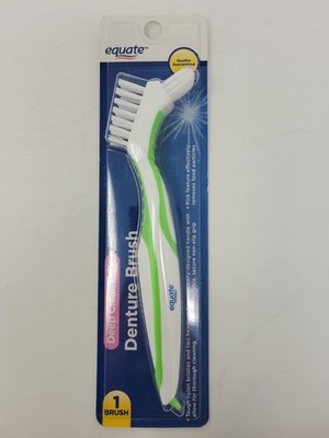 Equate Deep Clean Pick Denture Brush White & Green - NEW
